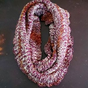 Multi colored knitted tube scarf